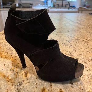 Pedro Garcia Charlie Black Suede Open Toe Bootie